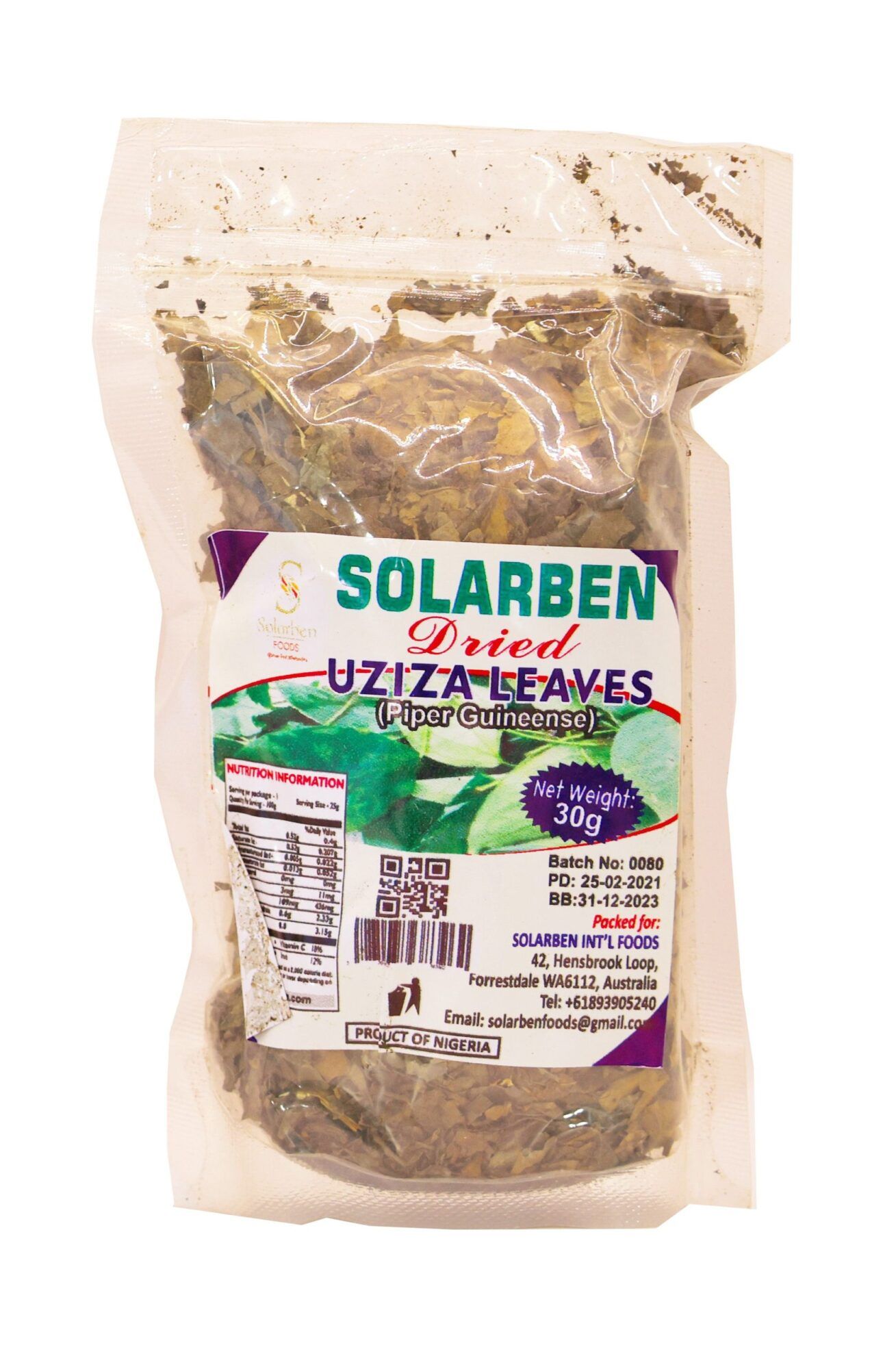 Dried Uziza leaf 30g